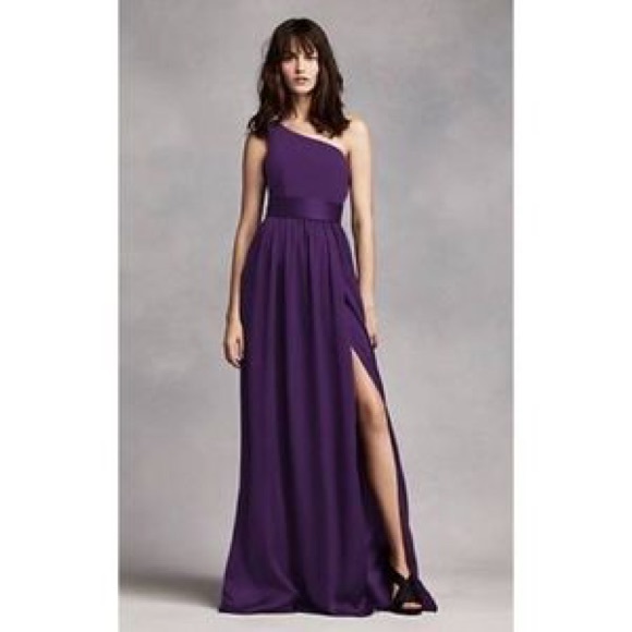White by Vera Wang Long Bridesmaids dress in purple. - Picture 1 of 3